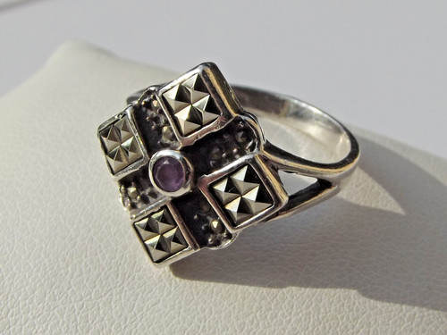 Bague argent 925 améthyste - argent,