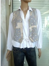 GILET DE BARMAID BEIGE A GROS