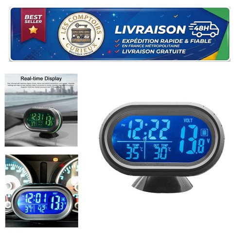 Horloge voiture 1 lcd - voiture, 3