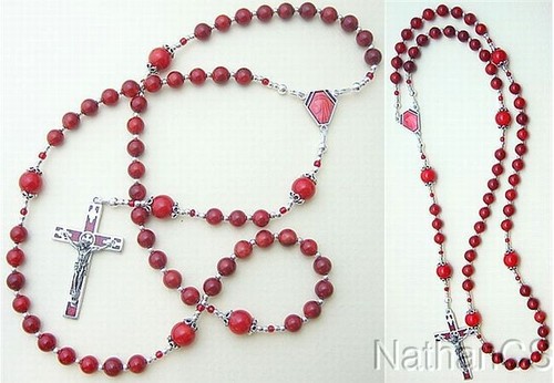 Chapelet catholique corail