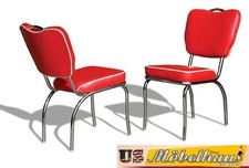 CO-26 Rouge Bel Air Meuble 2 Chaises Dîner de Cuisine Dans Style 50er Ans USA