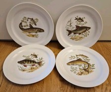 Vohenstrauss -4 Assiettes Céramique -Johann Sellmann -Poissons -Bavaria Germany 