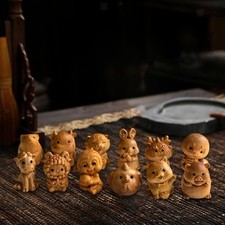 12x Sculptures d'animaux chinois Feng Shui, Figurine de modèle d'animal en