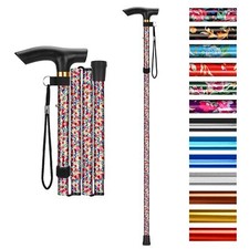 Canne Pliante Hauteur Réglable à 5 Niveaux Canne de Marche Légère Portable Bâ...