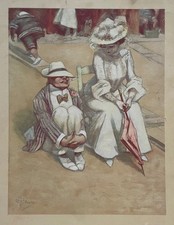 Lithographie humoristique d'après Albert Paul Guillaume, Lithographie ancienne