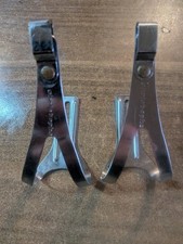 Paire de cale-pieds vélo ancien vintage CHRISTOPHE – Acier chromé + sangles cuir