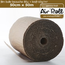 1 Rouleau de film bulle d'air + KRAFT 50cm x 50m