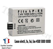Batterie Compatible pour CANON Eos 450D 500D 1000D Rebel T1i Xs - 1200mah LP-E5