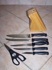 Bloc Bois avec service de Couteaux - 6 pièces  Stainless