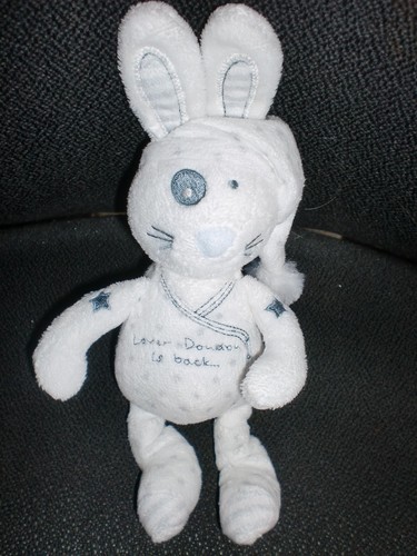 Peluche lapin blanc gris - lapin,