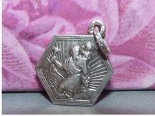 médaille religieuse ancienne st Christophe/voiture argent massif sanglier