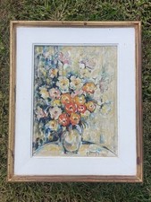 TABLEAU Bouquet de FLEURS   PEINTURE HUILE de J. Bonnefoy 