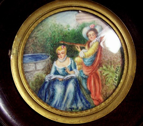 Peinture miniature signée - peinture,
