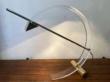 Lampe Moderniste Arceau Plexiglass Socle Métal Laiton Teca italia Vers 1980