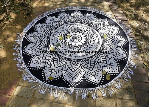 Ombre mandala plage tapis - ombre,