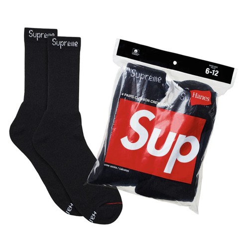 Supreme hanes black crew socks - hanes,