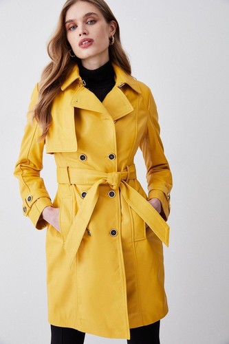 Manteau trench cuir jaune - en,