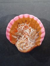 Vide Poche Coquillage Style Vallauris Marron Rose Blanc Vintage