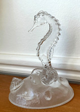 Statuette Hippocampe en verre cristal H=15cm état Impeccable Socle Ovale !