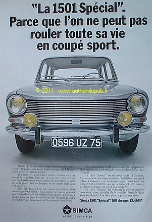 Publicite simca 1501 special - publicite,