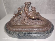 ✨ Superbe sculpture en bronze — Vénus et deux putti sur socle en marbre