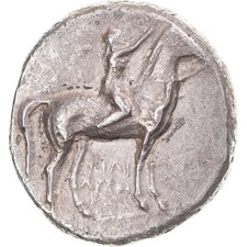 Pièce de monnaie, Calabre, Nomos, environ 302-280 av. J.-C., Tarente, SS+, argent, HN Italy : 960