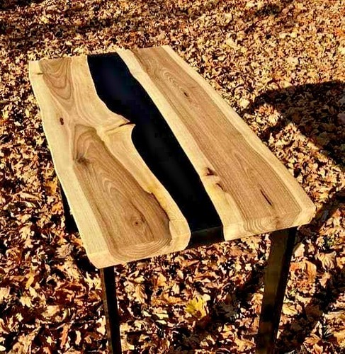 Table bois époxy noir - bois,