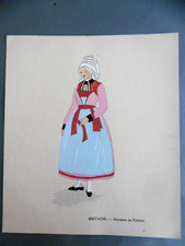 BRETAGNE vers PONTIVY planche POCHOIR / Aline KEIM costume féminin régional 1930