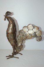 Sculpture d'un coq en métal par Faust Gomez 32.5 cm