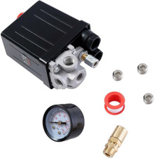 Pressostat De Compresseur D'Air G1/4" 4 Ports Monophasé + Manomètre + Soupape