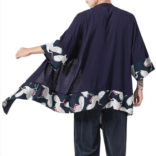 Hommes lin mélange haori - mélange,