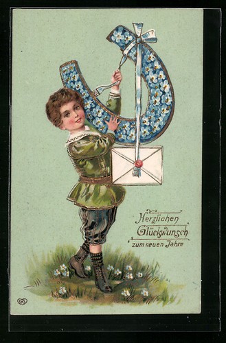 Carte postale gaufrée garçon