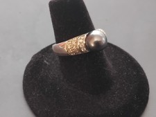 Bague en argent massif et perle de Tahiti - sterling silver ring