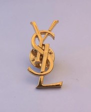 Broche Pin's YSL Monogramme Yves Saint Laurent  Métal Doré - 