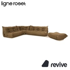 Ligne Roset Togo Canapé D'Angle Tissu Ensemble Olive Khaki Canapé Pouf