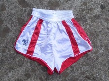 VINTAGE Short HEURTEFEU blanc rouge nylon made in France shinny 85 M rare