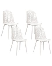 Chaises de Salle à Manger en Matière Synthétique Treillis Blanches Lot de 4 Emor