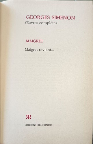 Georges simenon oeuvres - simenon,