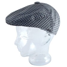 Casquette plate à carreaux gris clair