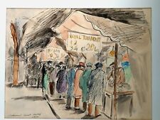 BERTHOMME ST-ANDRE (1905-1977) "La fête foraine à Paris" Aquarelle/plume 1934 -A