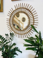 Miroir soleil en rotin
