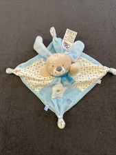 Doudou plat Lapin bleu blanc