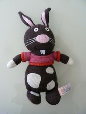 *. DOUDOU PELUCHE LATITUDE LAPIN MARRON BLANC PULL ROSE ROUGE TRICOT LAINE TBE