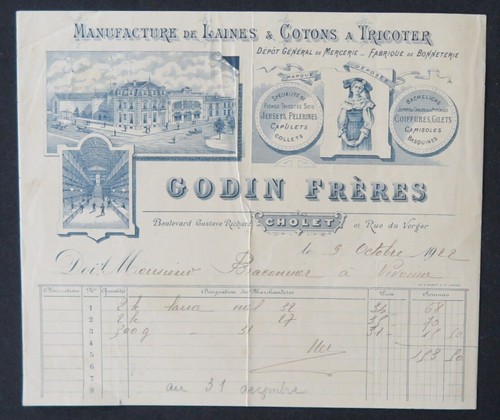 Facture cholet 1922 godin - facture,