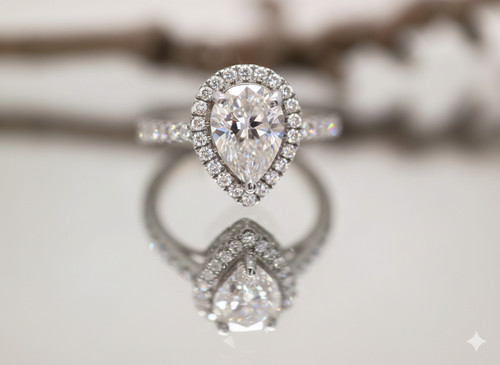Bague halo diamant cultivé - , en