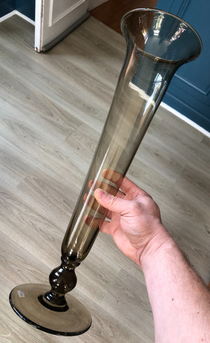 Grand vase cornet verre fumé - verre,