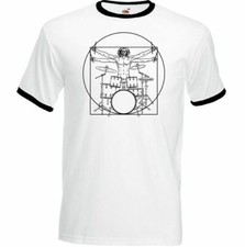 Batterie Da Vinci de Vitruve Homme - Drôle T-Shirt Drummer Jantes Drum Kit