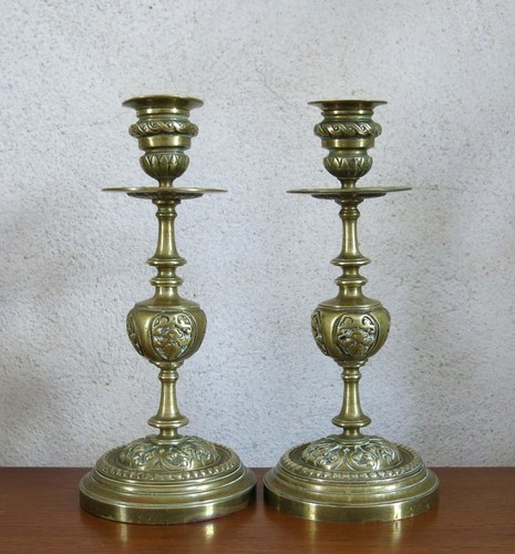 Bougeoirs anciens belle paire - bougeoirs,