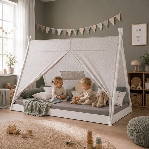 Lit enfant tipi tissu 90x200 - enfant,