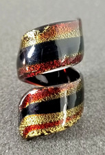 Ancienne Bague Ruban En Verre Soufflé Taille : 51.5.